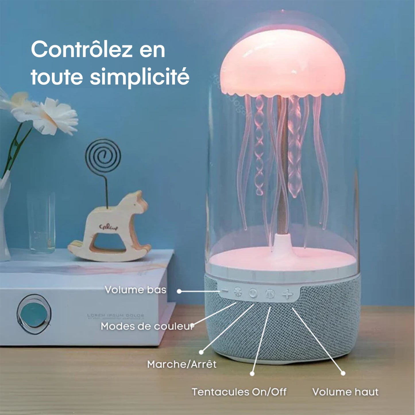 Lampe design méduse avec enceinte bluetooth
