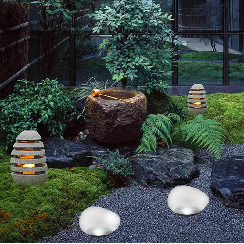 Lampe solaire de jardin Galet en verre sablé