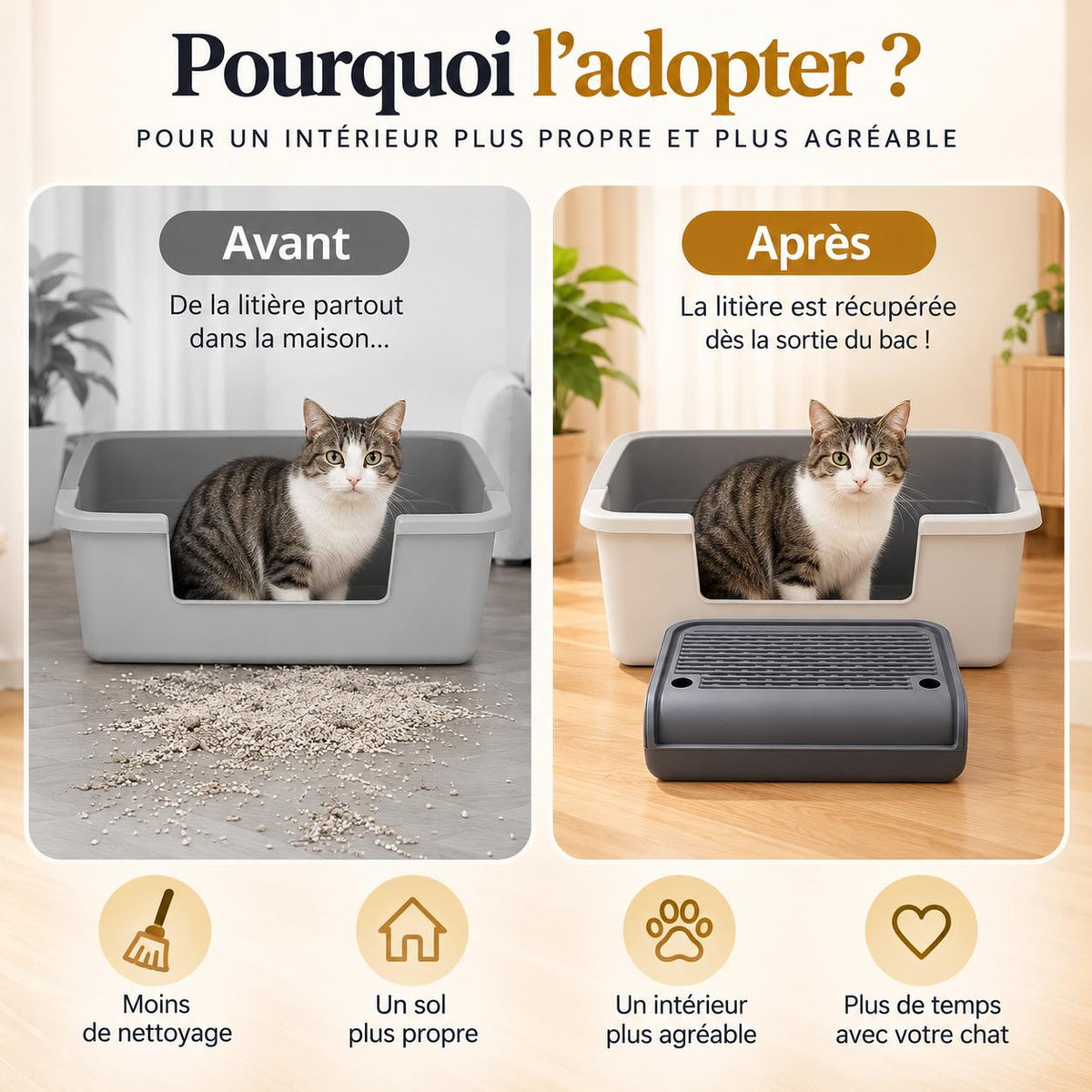 Aktoclean™️ LitterStep – Marche anti-litière pour chat