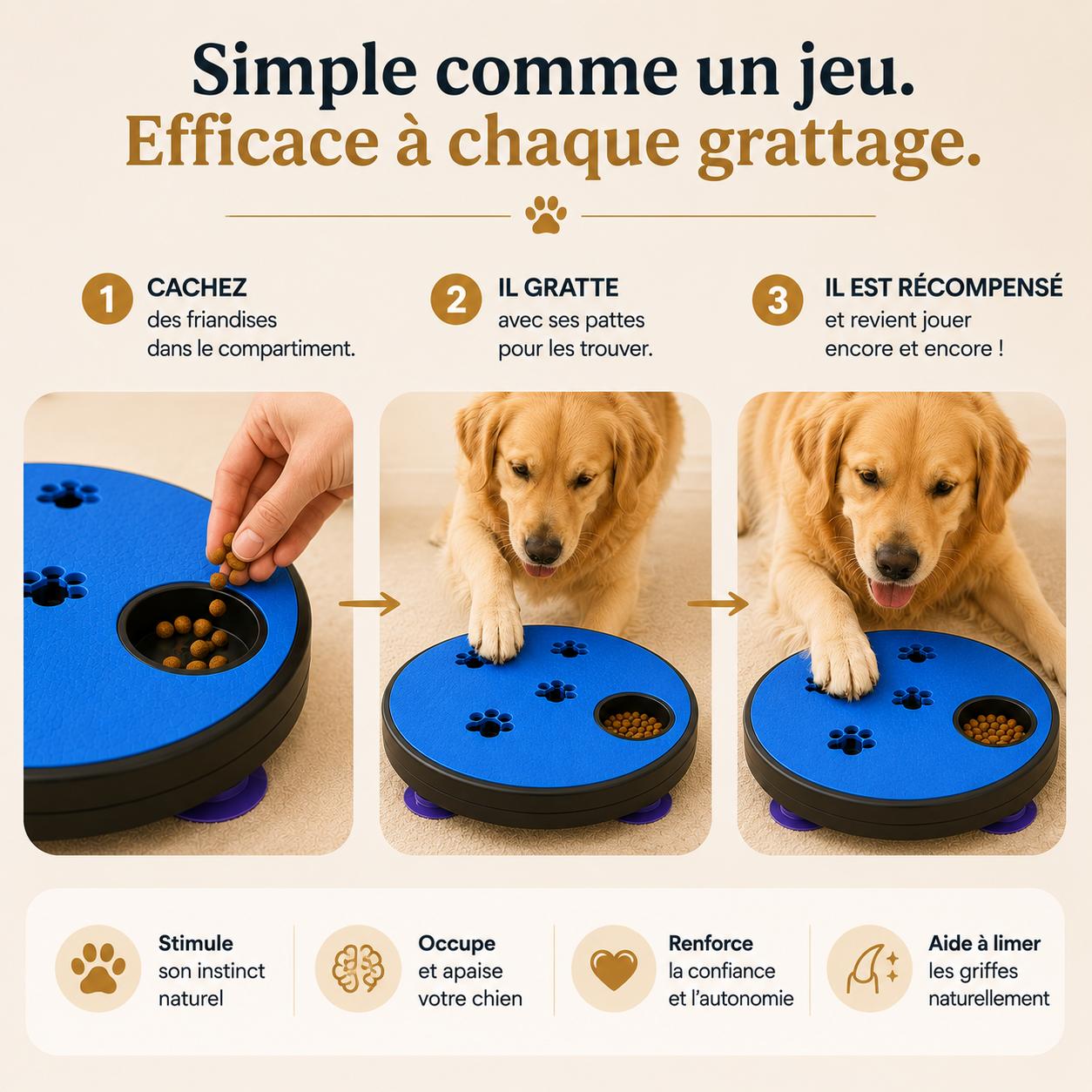 Aktoclean™️ Scratch & Play – Lime à griffes interactive pour chien