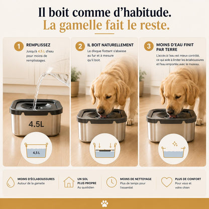 Aktoclean™️ AquaFlow — Gamelle Anti-Éclaboussures 4,5 L