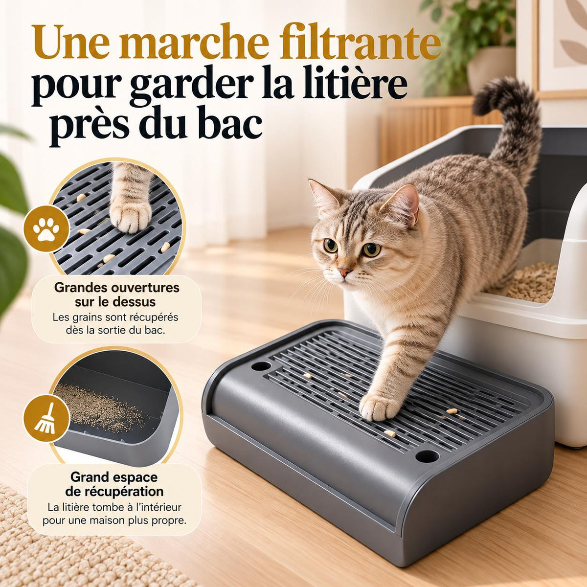 Aktoclean™️ LitterStep – Marche anti-litière pour chat
