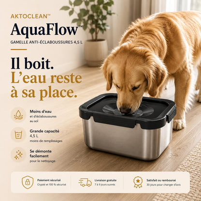 Aktoclean™️ AquaFlow — Gamelle Anti-Éclaboussures 4,5 L