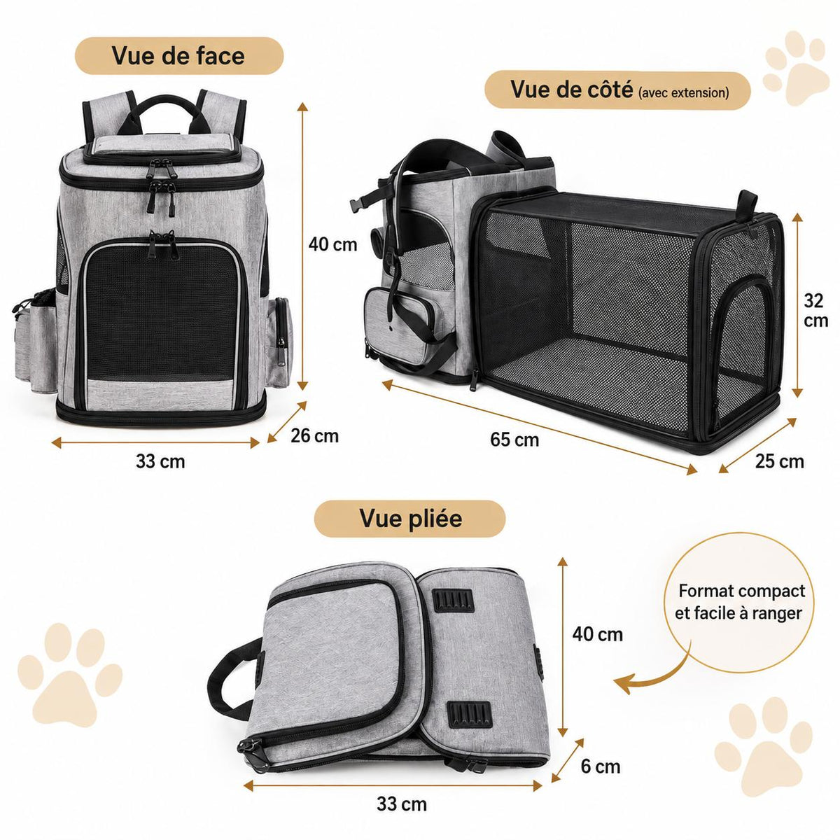 Aktoclean Nomad™️ – Sac à dos extensible pour chien & chat