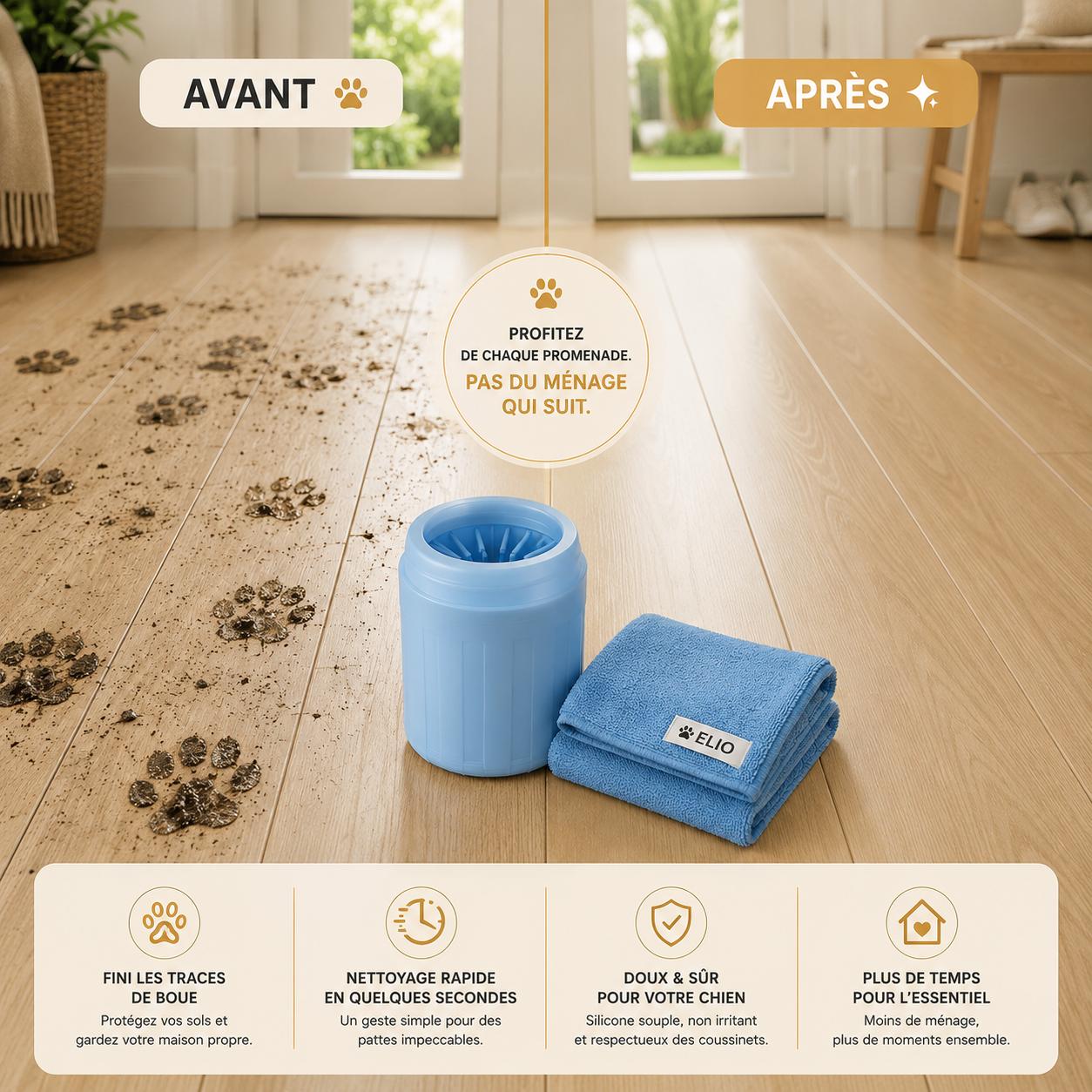 ELIO™️ PawClean | Kit nettoyeur de pattes pour chien